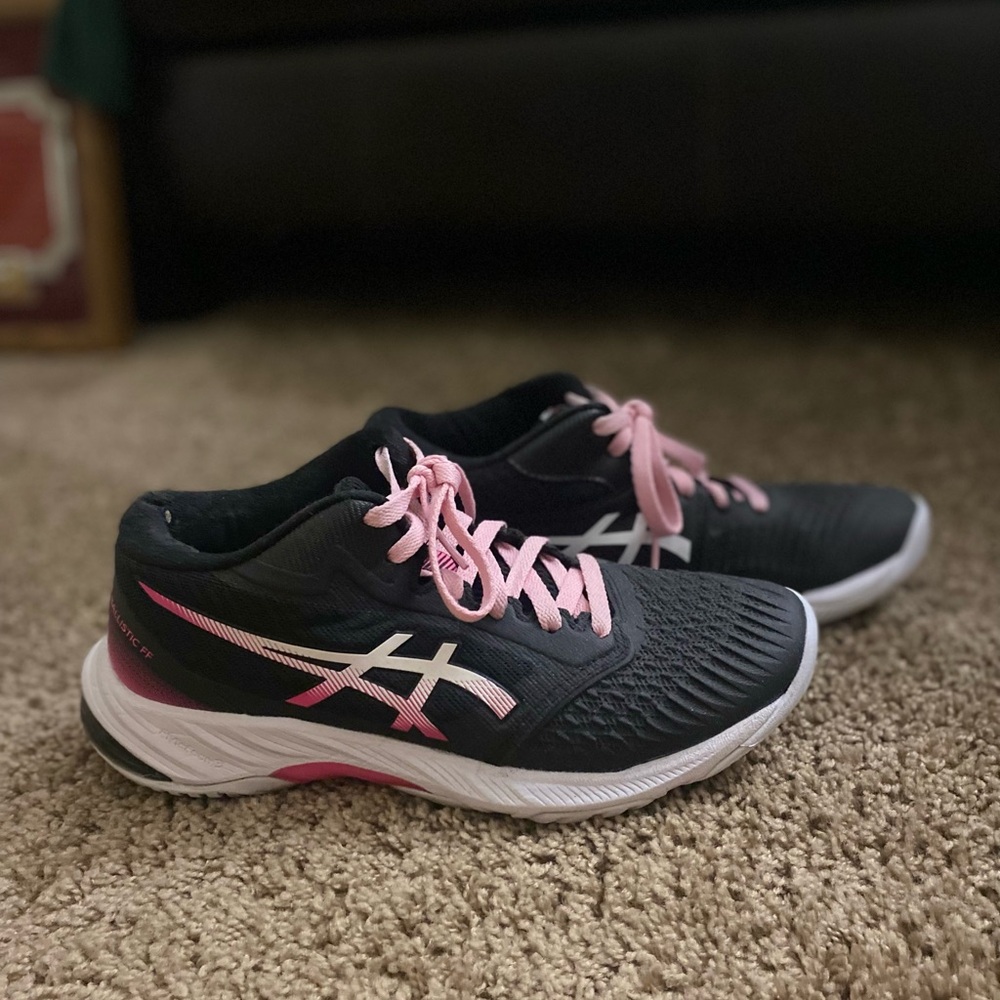 Women’s Asics Black and Pink Athletic Sneakers/Volleyball Shoes